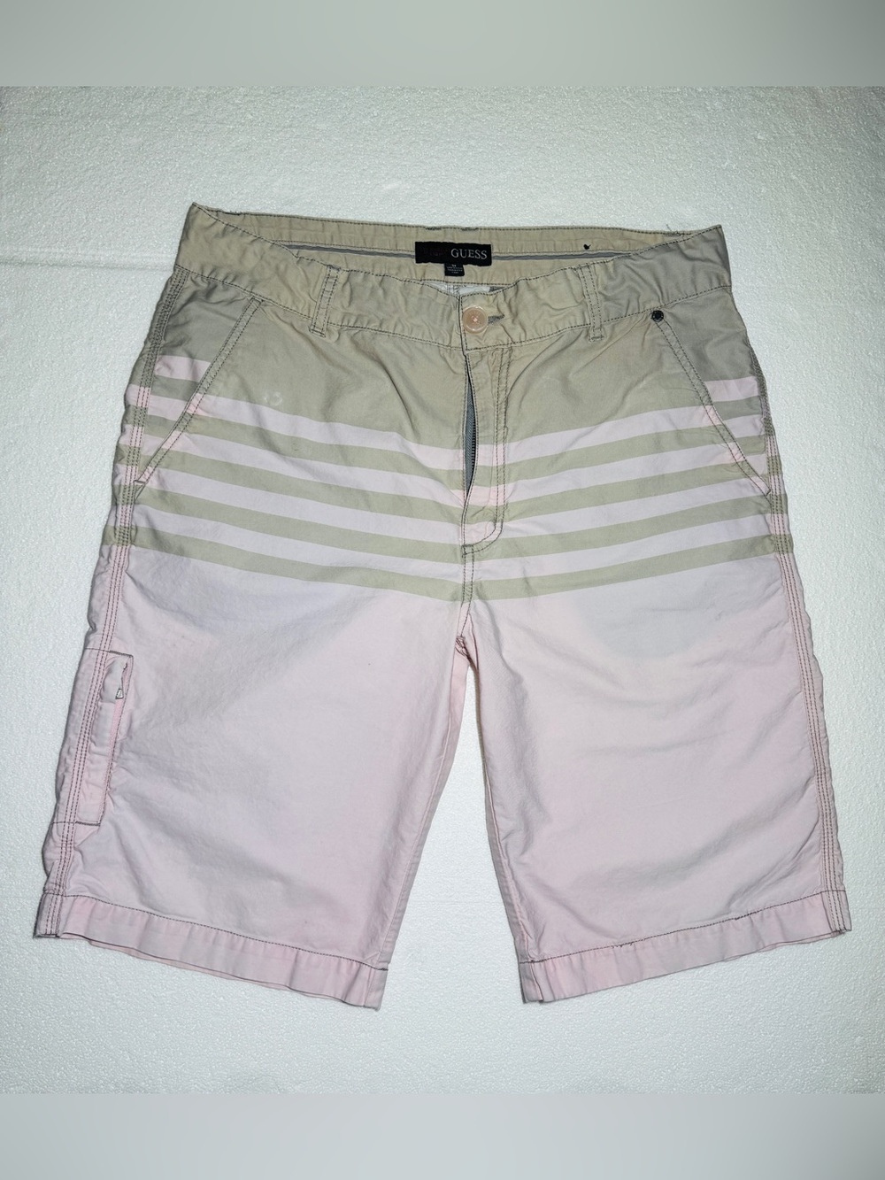 GUESS Men’s Pink & Tan Striped Cargo Shorts